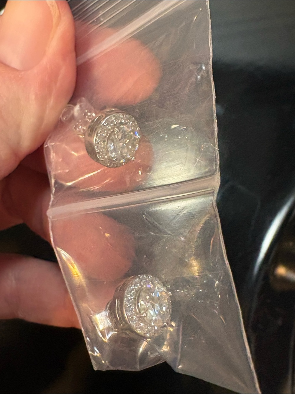 Gra Moissanite Classic 925 Silver Crystal Halo Stud Earrings — Silver